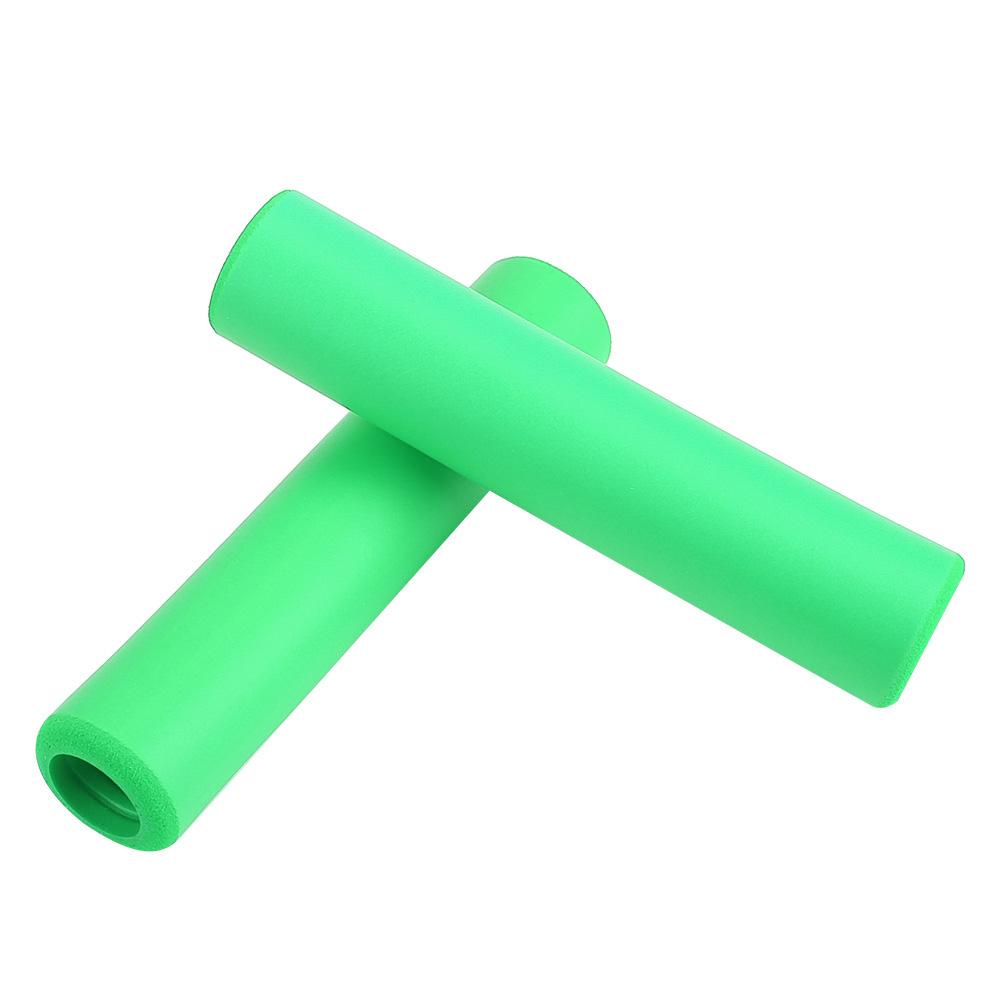 1 Pair Bicycle Handlebar Grips Anti skid Shock Proof Silicone Bike Grip With End Plugs Green