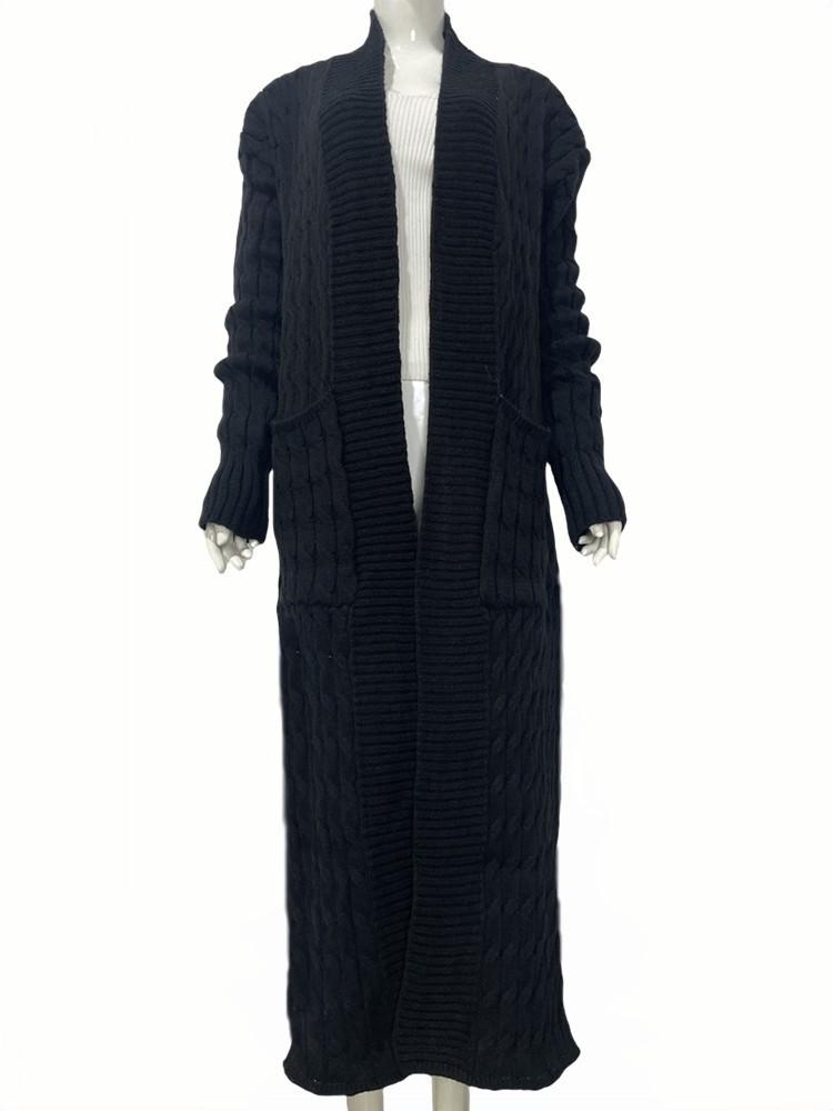 2026 European & American Women s Casual Long Sleeve Plus Size Cardigan - Autumn/Winter New Arrivals S чёрный