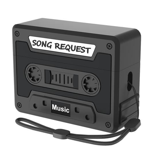 

Силиконовый защитный чехол для AirPods 4th, противоударный чехол для наушников, кассетный дизайн, поддержка беспроводной зарядки, противоскользящий протектор для наушников for Airpods 4 чёрный