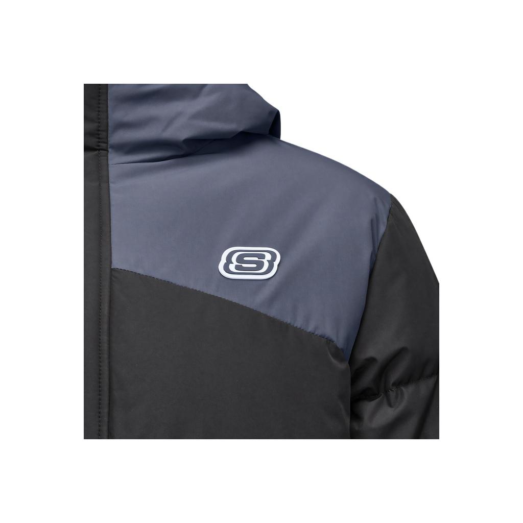 Skechers Outdoor Series Trendy Versatile Comfortable Soft Color Block Hooded Down Jacket Men Outerwear Carbon-Black L424M183-0018
