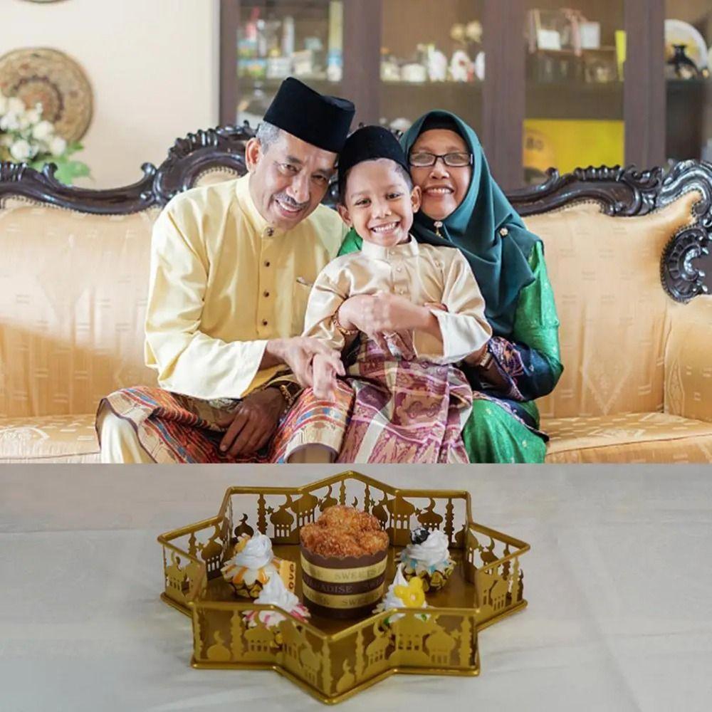 Železný stojan na muffiny podnos Islámský podnos na večeři Talíře na dezert Eid Mubarak Party potřeby