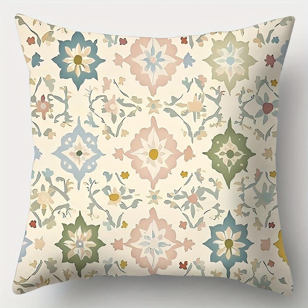 Geometrischer floraler KissenbezugSchlafzimmer Sofa Dekokissenbezug Mit Reißverschluss Weicher Kissenbezug