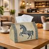1pc Vintage Safari Tissue Box with Horse Arabesque Border - Oriental Napkin Holder Suitable for Rolls/Facial Tissues, Multi-Functional Storage Organiz