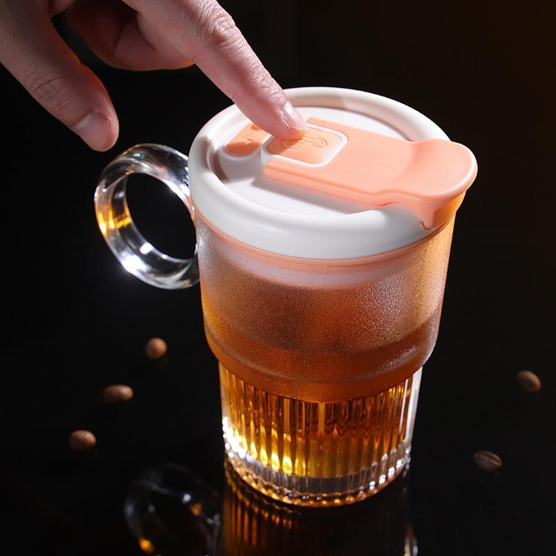 USB Charge Self Stirring Mug,Rechargeable Auto Magnetic Coffee Mug, Mixing Glass Cup with Handle and Lid