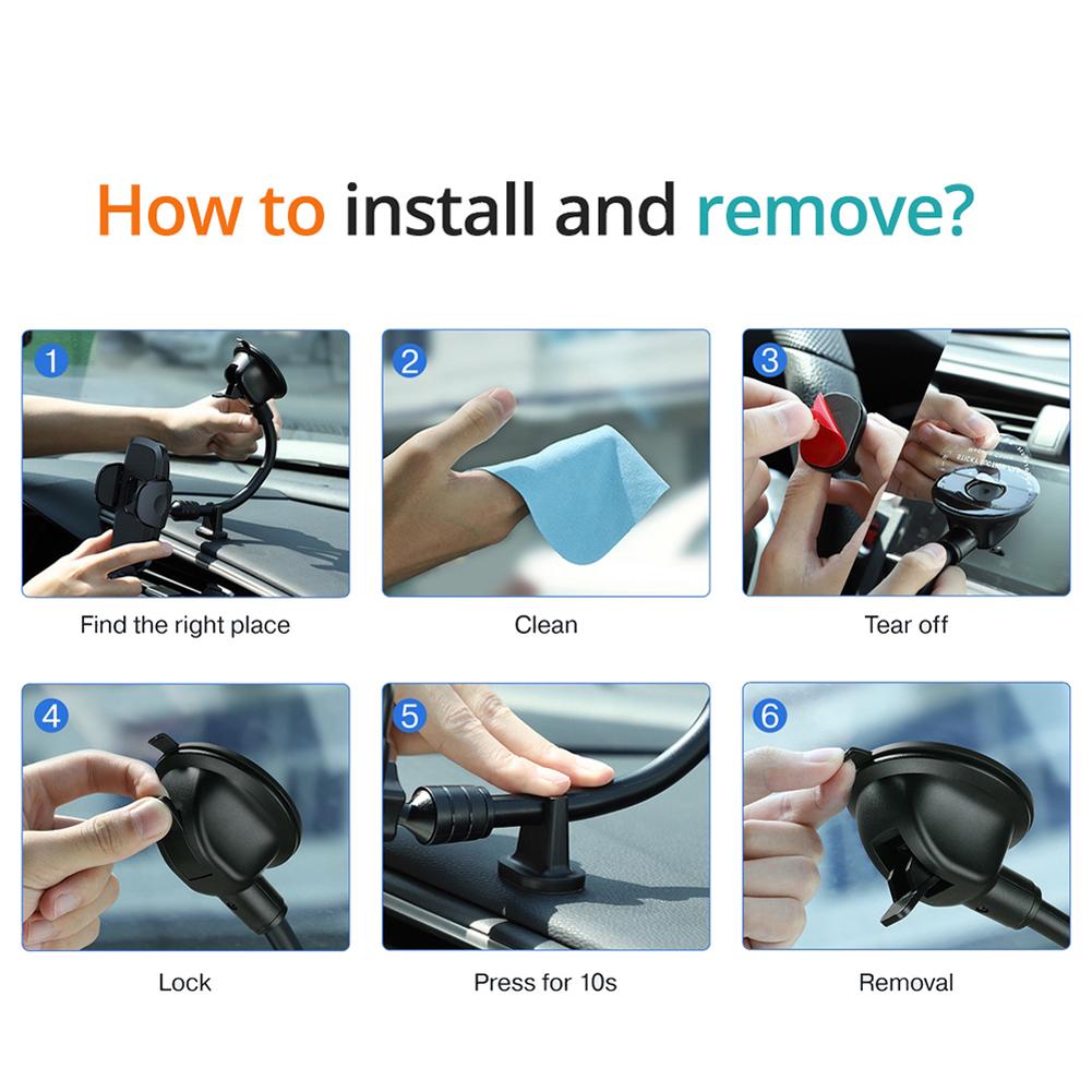 Car Phone Holder Sucker 360 Rotating Car Phone Holder Mount Stand Telescopic Mobile Phone Stand for 5-9CM Width Phones Navigator