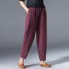 Damen Frühlings-Baumwoll-Leinen High Waist Schlankmachende Haremshose - Locker, Vielseitig, Große Größen Cropped Karottenstil