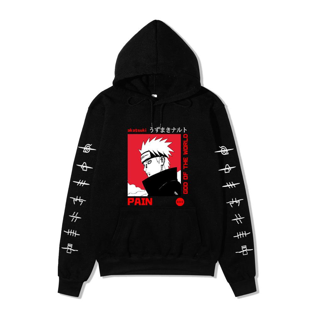 Harajuku Style GOD OF THE WORLD Akatsuki Anime Print Hoodie Men Women Loose Long Sleeve Hooded Pullover Casual Street Fashion Sweatshirt