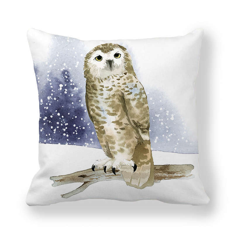 Icy And Snowy Animal Patterns Digital Printing Short Plush Pillow Covers For Car Sofa Office Cushion Cover Home Goods