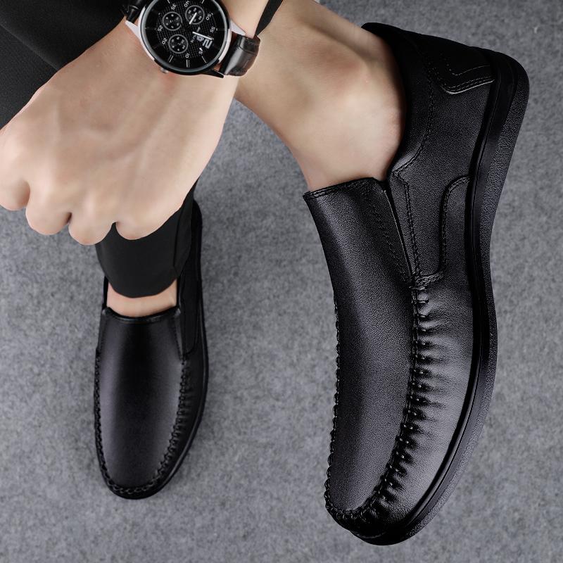 Genuine Leather Business Flats Men Loafers Classic Slip-on Man Casual Shoes Moccasins Comfortable Non-slip Outdoor Shoes