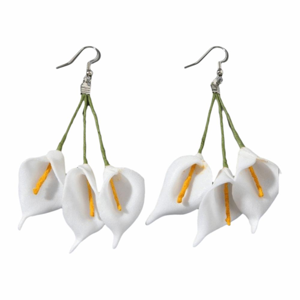 

Bohemian Long Flower Earrings Colorful Fashion Jewelry Fashion Calla Eardrops Ethnic Style A