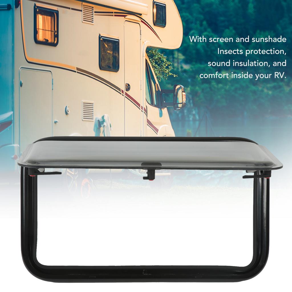 Camper Window 70 Degrees Opening Waterproof 730x430mm RV Push Out Window with Screen Sunshade for Trailers Motorhomes