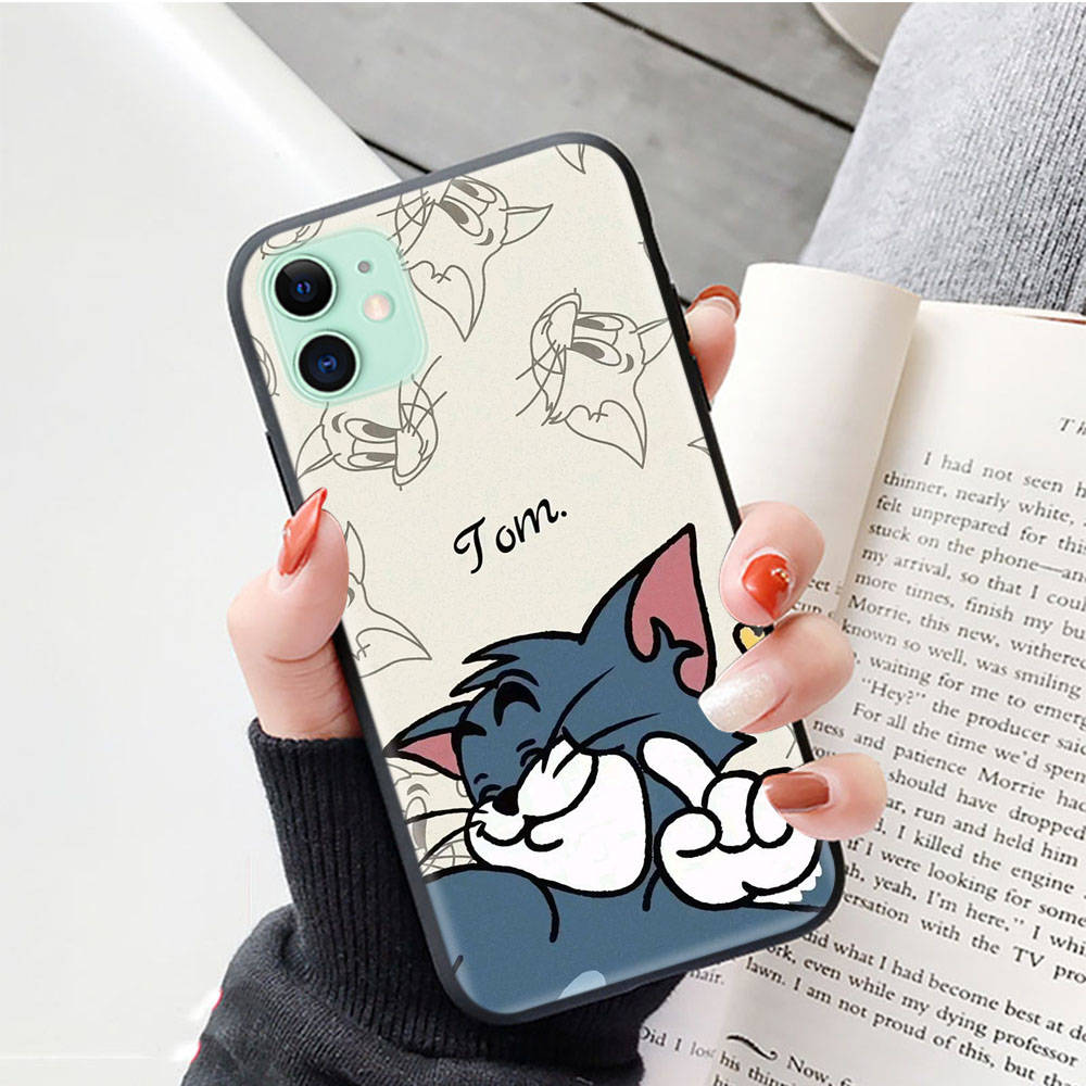 Black Case for Samsung Note 20 Lite S24 Ultra S23 A03 A05 A06 A11 A71 A15 A16 A13 A24 A25 A33 A52 A53 A50 M55 M35 Plus C-47 Tom Jerry Cat Mouse