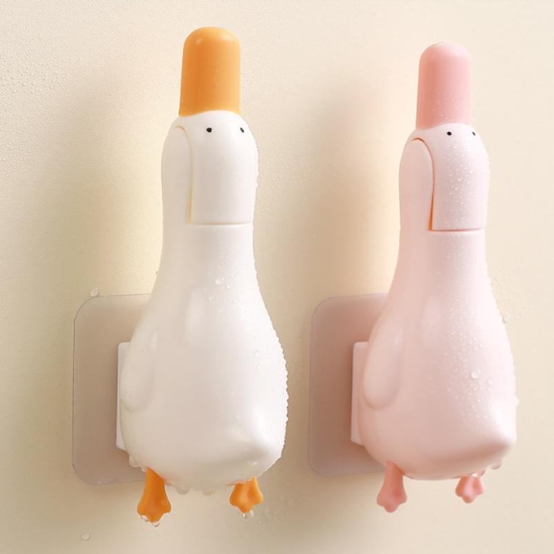 2-In-1 Cute Duck Shaped Double-Head Design Cleaning Clip Dust Stain Removal Shovel With Drainage Hole Bathroom Cleaner Tool