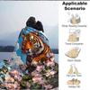 1PC Tiger Floral Print Print Blanket, Soft Throw Blanket - Warm & Cozy for Couch, Bed, Office, and Travel , Christmas present yy250912232
