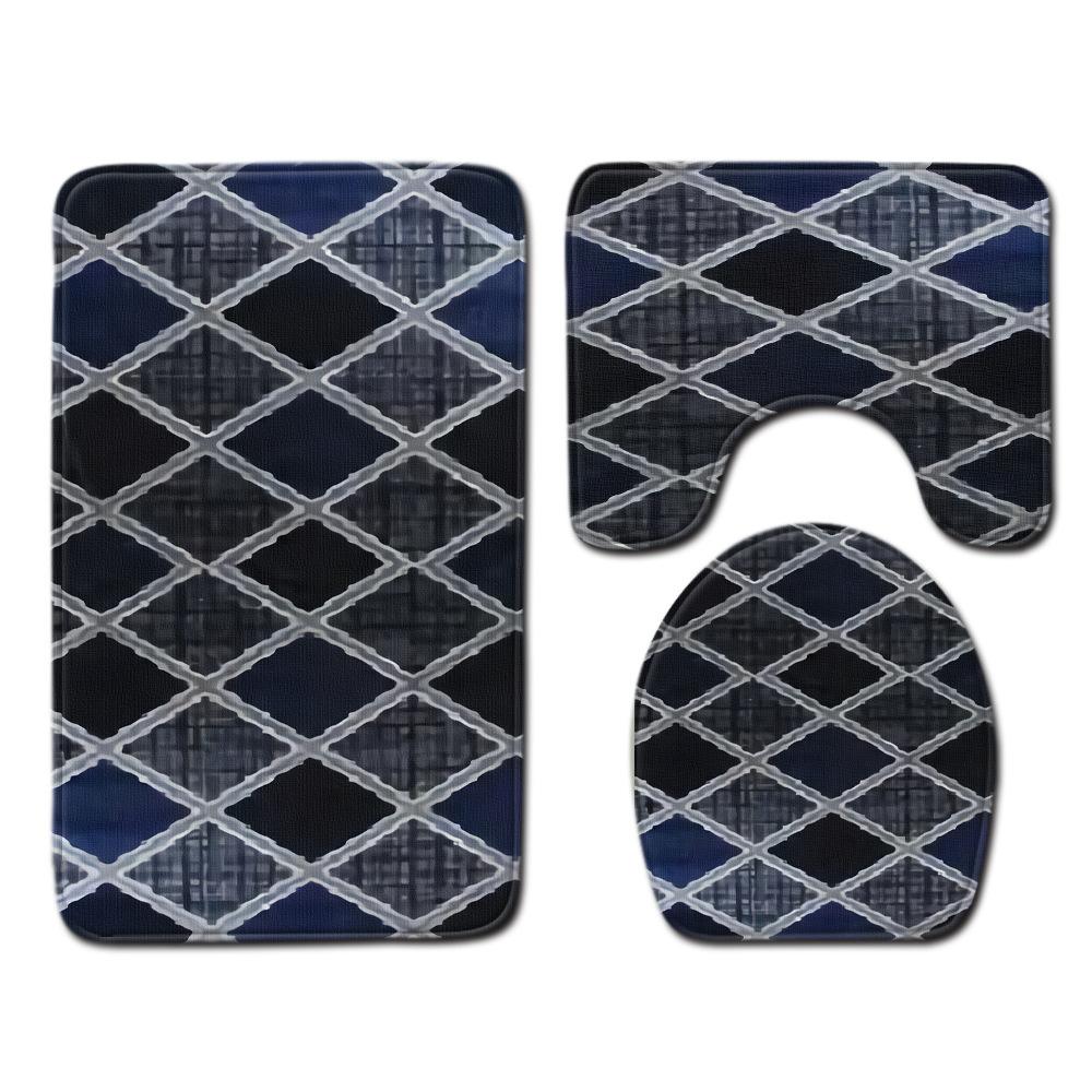 Creative Retro Bathroom Toilet Three-Piece Floor Mat Combination Set Household Door Mat Kitchen Absorbent Non-Slip Carpet