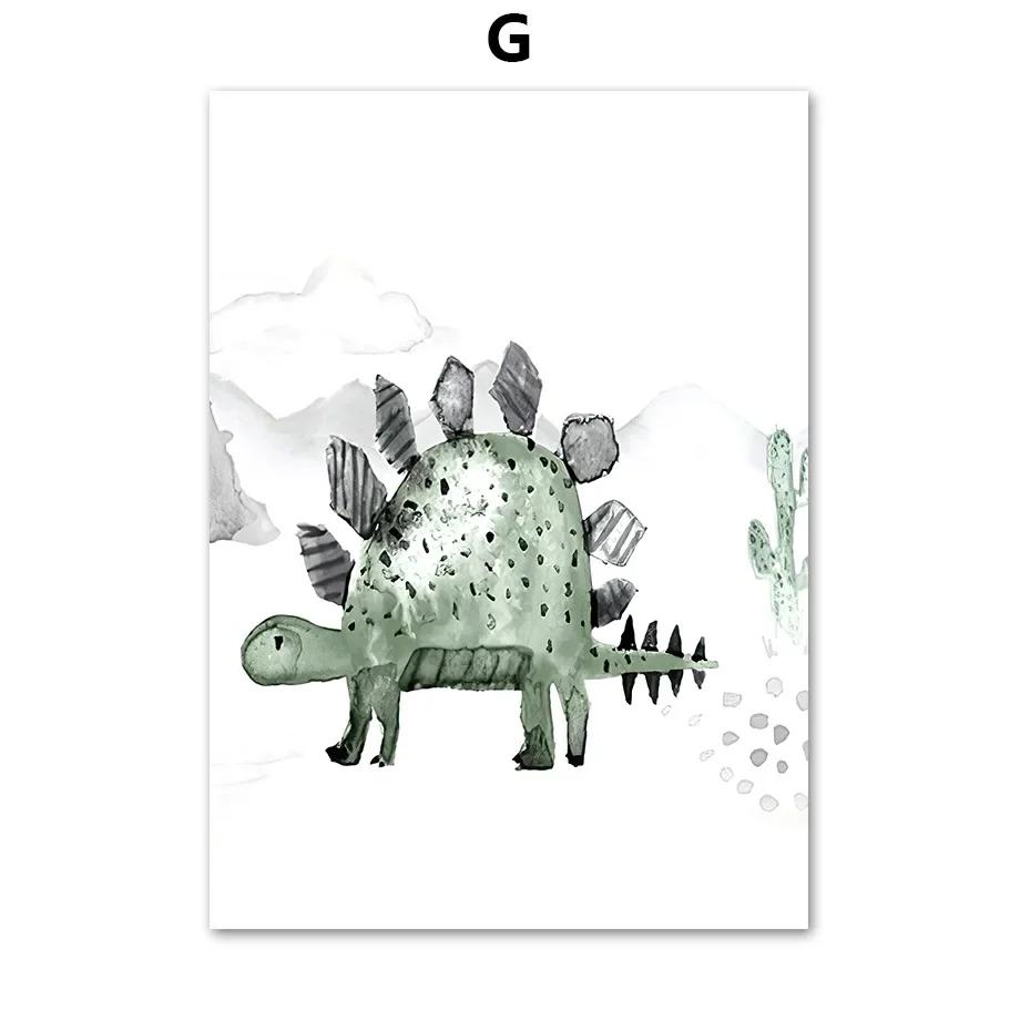

Cute Dinosaur Animals Triceratops Tyrannosaurus Minimalist Wall Art Canvas Painting Posters for Living Room Modern Home Decor 21X30CMNo Framed