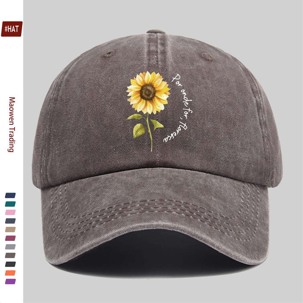 Pc Sunflower Print Baseball Cap Spring Summer Suitable Sun Hat Comfortable Lightweight Adjustable Strap Trucker Hat Vintage