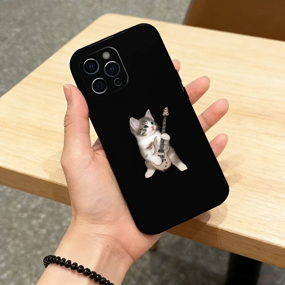 F-Funny C-Cute Cat Phone Case For iPhone 17,16,15,14,13,12,11 Plus,Pro Max,XS,Soft Silicone Black Cover iPhone15plus