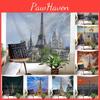 Gt202306016 Tapestry In Polyester Fabric For Wall Hanging With Nordic Paris Eiffel Tower Landscape Design
