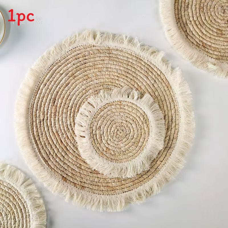 Japanese Woven Bamboo Coaster Set With Insulation For Home Use