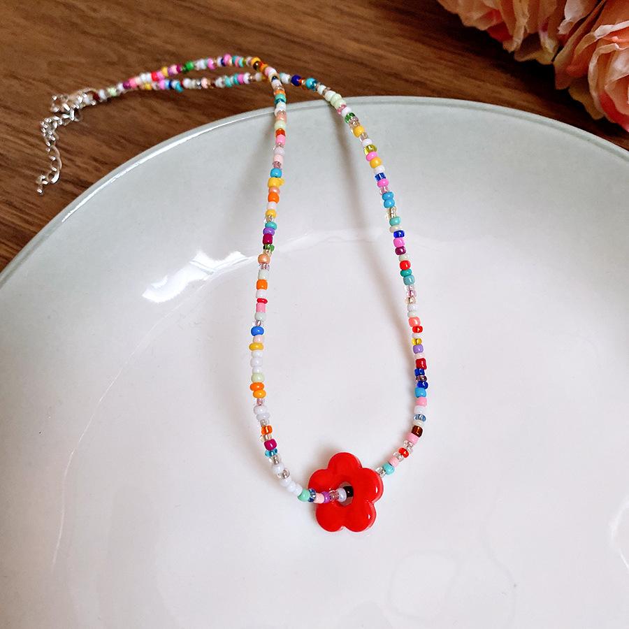 Dopamine stained glass flower necklace collarbone chain fresh necklace design sense niche