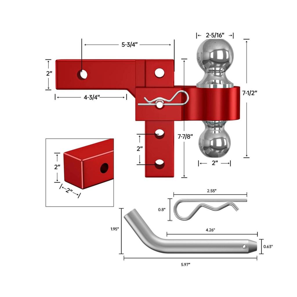 Cârlig de remorcare din aluminiu cu braț reglabil Eliberare rapidă Bilă dublă