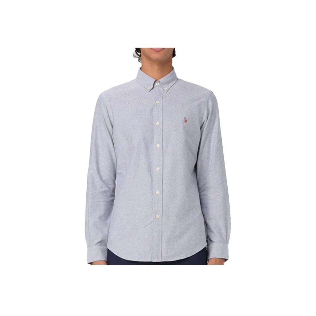 Polo Ralph Lauren Logo Embroidered Long Sleeve Shirt Men shirts Gray 710575710-001