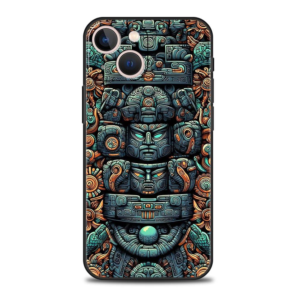 Vintage Totem Painting Phone Case Cover for iPhone 17 16 15 14 13 12 11 Pro Max 17 Air Plus Shockproof Soft TPU Shell Fundas Bag