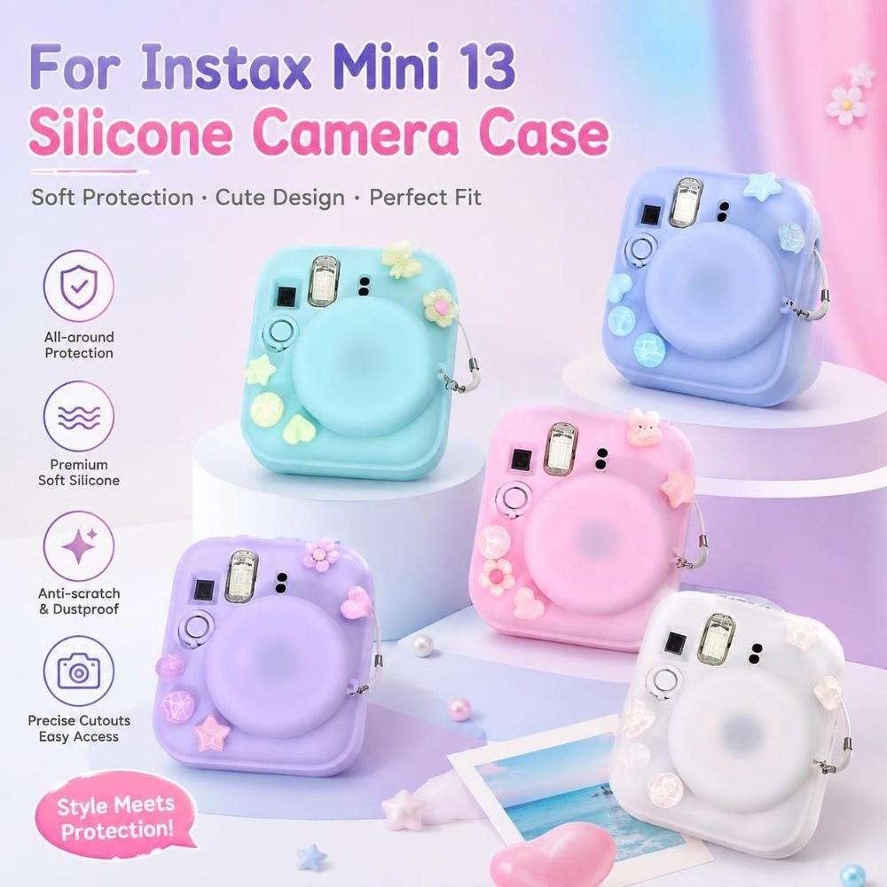 DIY Charm Holes Camera Case Protective Shell for Fujifilm Instax Mini 13 Daily Photography