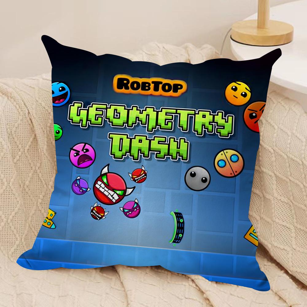 G-Geometry Dash V-Video Cushion Cover Soft Plush Fabric Double-Sided Printed Sofa Cushion Cover For All Seasons Home Decor Gift