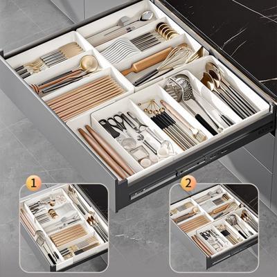 Teleskop Geschirr Lagerung Box Klassifizierung Erweiterbar Fächer Große Kapazität Multi Organisation Geschirr Tablett Gabel