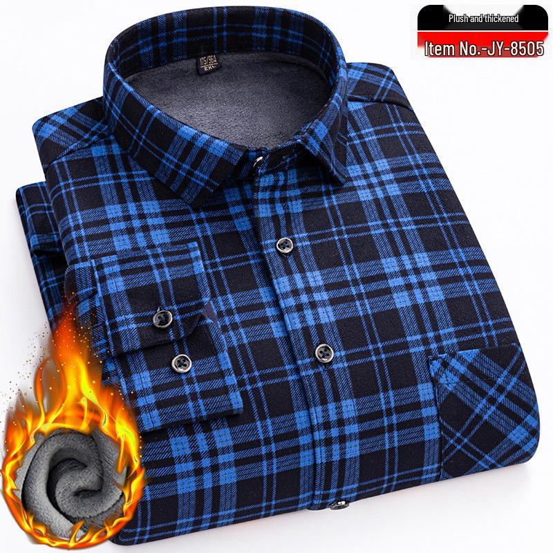Men's Winter Warm Double-Sided Velvet Long-Sleeve Shirt