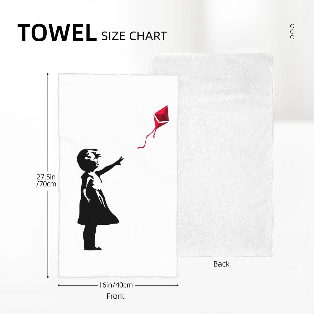 Ethereum X Banksy Balloon Girl Soft Face Towel Quick Dry Pool Bath Cotton Towels Breathable