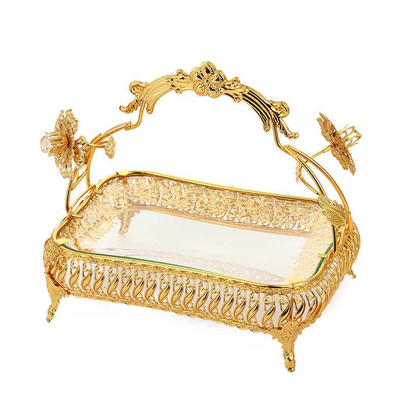 European Retro Multi-layer Fruit Basket & Glass Plate Set for Living Room