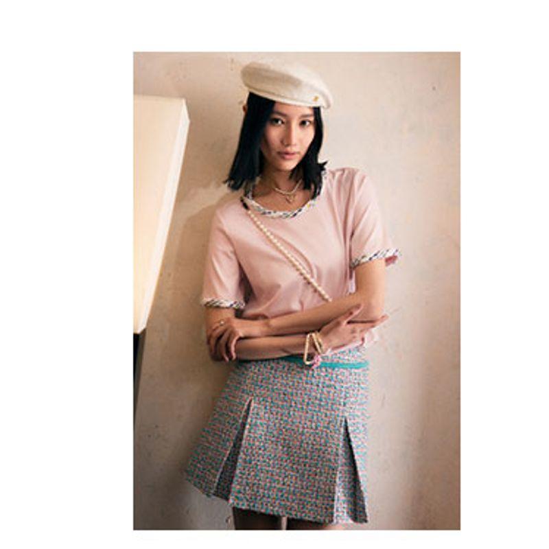 

Blacknini/Красочное лето Британский импорт Оригинальный твид Шоу Контрастный цвет Верхняя одежда/Юбка Skirt XL