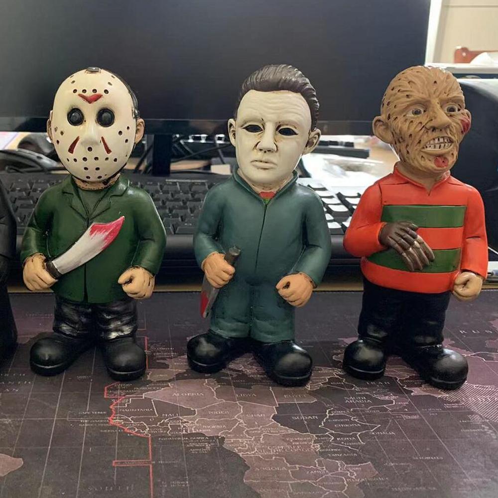 Halloween Freddy Jason Michael Myers Scary Movie Ghost Face Resin Figure Toys 18cm