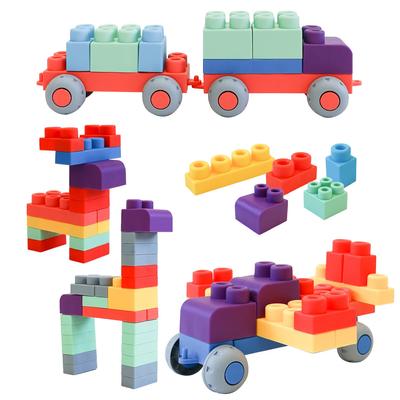 Rocotto Soft Building Educational Silica Baby Blocks for Infants 50 [Boilable] Blocks, Large, Soft, Safe, Toys, Gel, SDGs, Bath, Pool, Colorful,