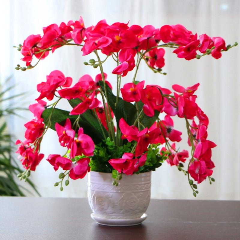 

Набор искусственных цветов фаленопсиса: Шелковый цветочный декор для гостиной, журнального столика и тумбы под телевизор.