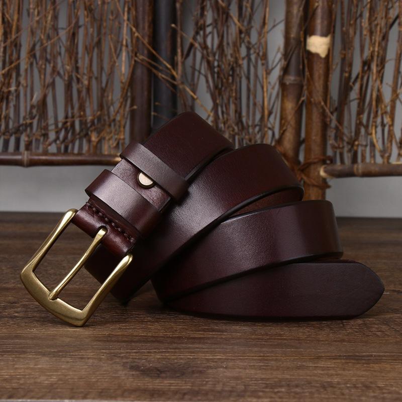 Gürtel Herren Verdickt Koreanischer Stil Schlicht und Lässig Leder Dornschließe Reines Rindsleder Jugend Business Gürtel
