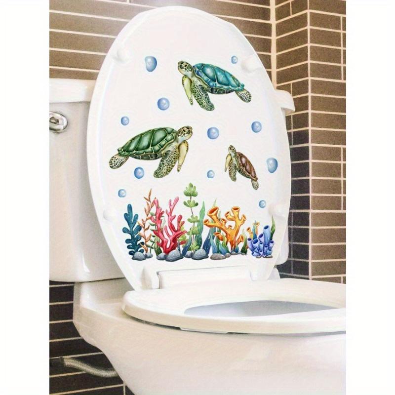 1pc Turtle Pattern Toilet Lid Decal, Stickers, Wall Decal, Vinly Decal For Home Decorations, Festival Decoration Stickers