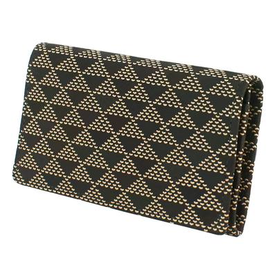 Inden Business Card Holder Large Capacity Deerskin Black X White Lacquer Wave Scale Pattern 2501-11-118