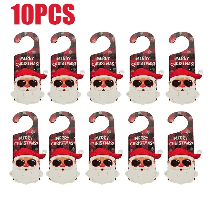2025 New Christmas Decorations Paper Door Hanging Santa Elk Party Decoration Props Door Sign Door Handle Hangings Decoration