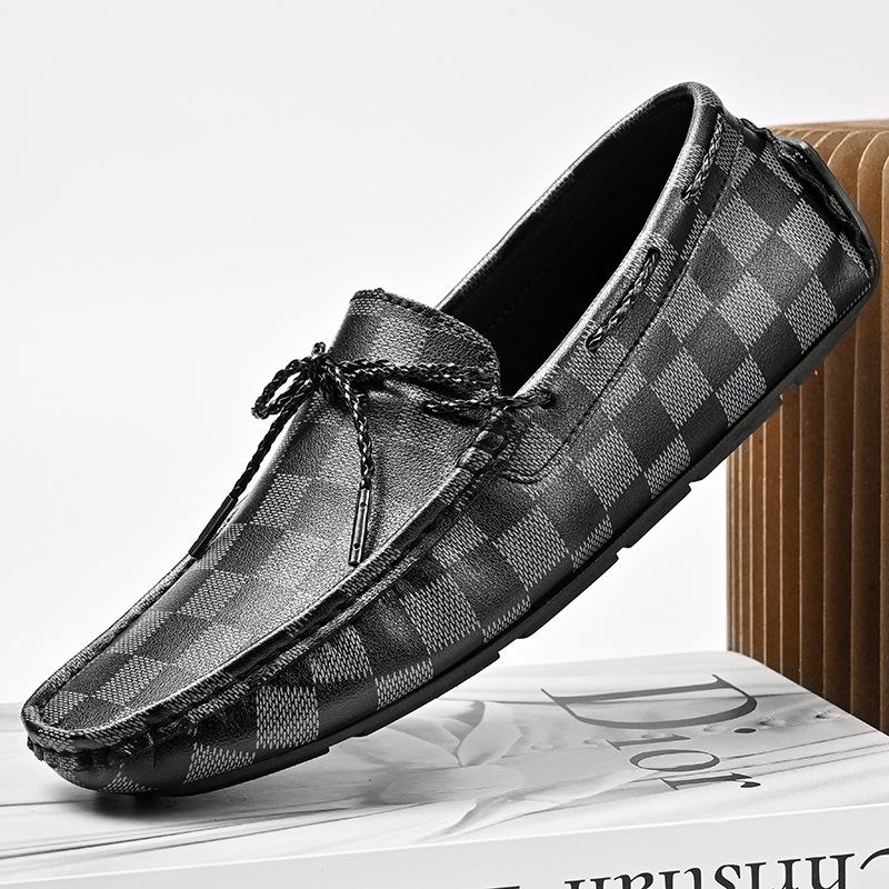 

Осень новая взрывная мужская уличная повседневная кожаная обувь-лоферы на одной педали Doudou 38 чёрный