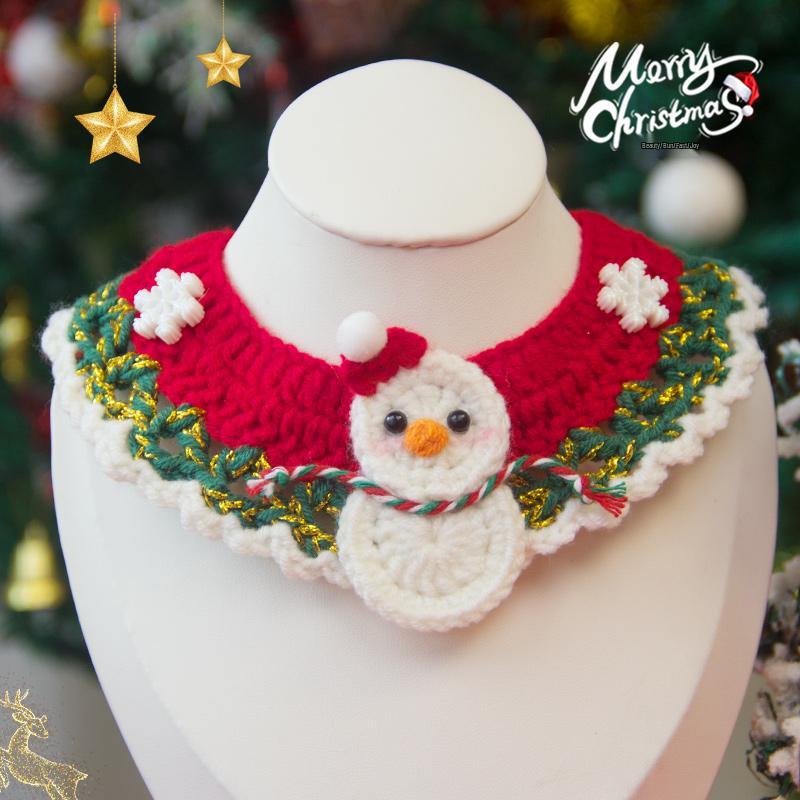 Hand-Knitted Wool Christmas Pet Snood Collar for Cats and Small Dogs