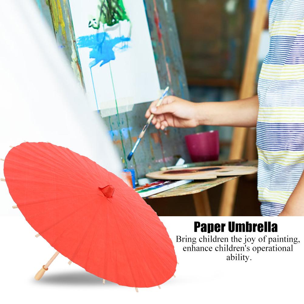 White Blank Paper Umbrella Decor Props for Kids   Hand Painting(Yellow)