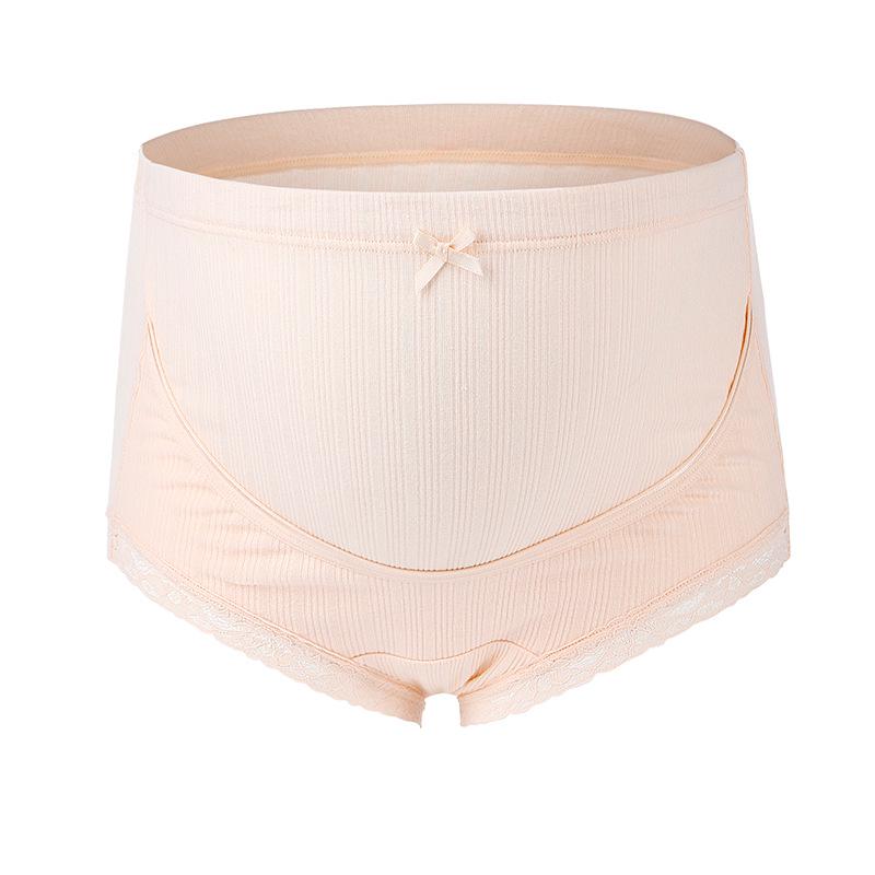 High-Waisted Pure Cotton Ribbed Maternity Underwear - Suitable for All Pregnancy Stages, Plus Size Available