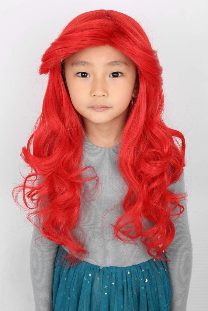 Topcosplay Mermaid Wig for Red Curly Cosplay Halloween Costume Theater One Size Fits School with Net Kids, Hair, Wig, Wig, Wig, Costume, Most,