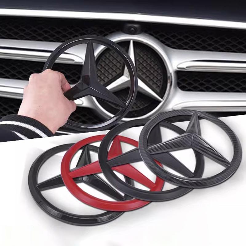 GZB4 1PC 210mm 188mm Car Front Grill Emblem Lid Cover Decoration For Mercedes Benz AMG class GLK W220 A180 W211 W205 GLC W203 Sticker