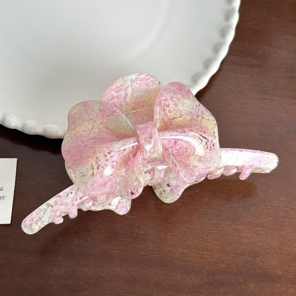 Gorgeous 13cm Acetate Hair Claw Clip In Blue Pink Featuring Fashionable Bow Women For
