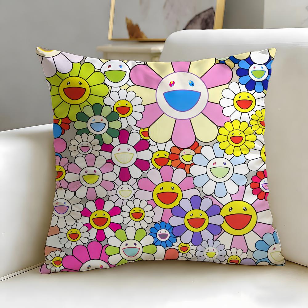 classic artist Takashi Murakami Cushion Cover Soft & Easy-Wash Pillow Case – Versatile for Couch, Bed, Travel and Office
